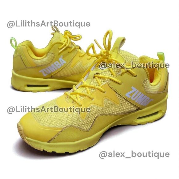 Zumba Air Lo Yellow Mesh Leather Low Top Sneakers Unisex Sz 9 Trainers (F016) - Picture 1 of 12